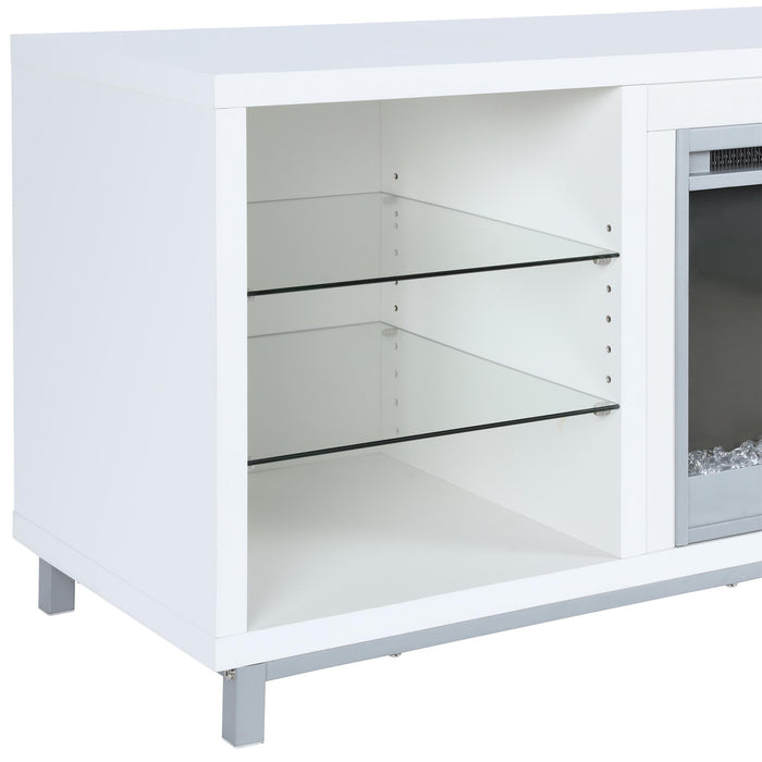 Meuble pour téléviseur Lumina d’Ameriwood Home avec foyer électrique pour téléviseurs jusqu’à 70 po - blanc