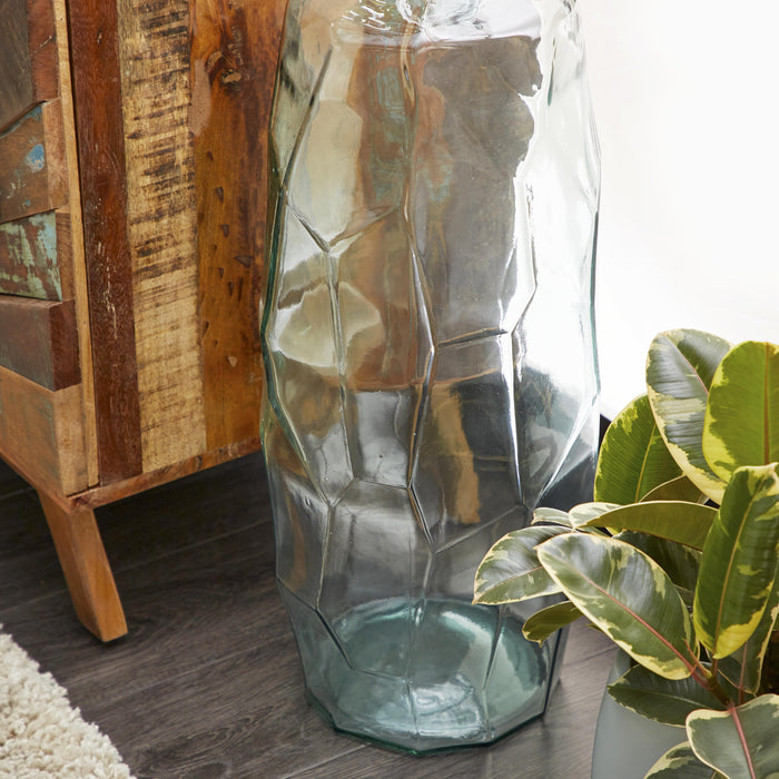 Vase de 29 po en verre - bleu clair