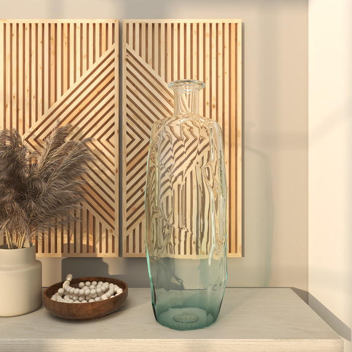 Vase de 29 po en verre - bleu clair