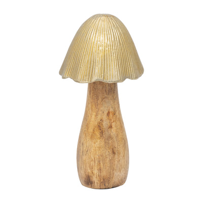 Wood 8" Mushroom with Metal Top - Gold|Champignon de 8 po en bois avec dessus en métal - doré