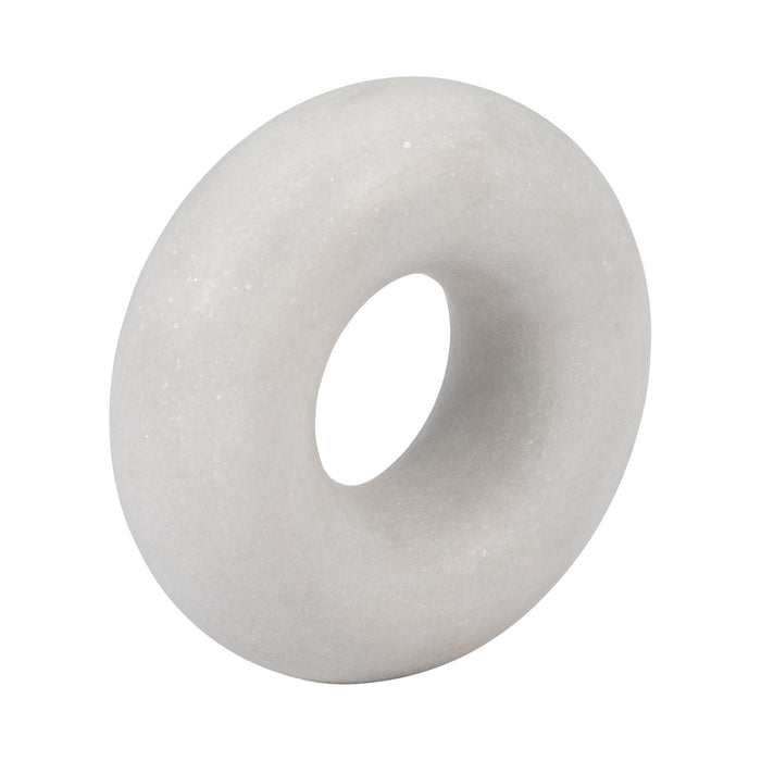 Sculpture ronde de 6 po en marbre - blanche