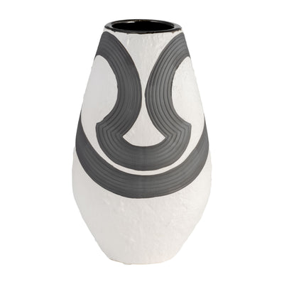 Stoneware 11" Noir Vase - Black and White|Vase de 11 po en grès noir - noir et blanc