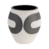Vase noir de 8 po en grès - noir et blanc