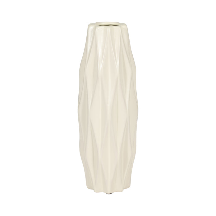 Vase cannelé de 12 po en céramique - blanc