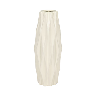 Ceramic 12" Flutted Vase - White|Vase cannelé de 12 po en céramique - blanc