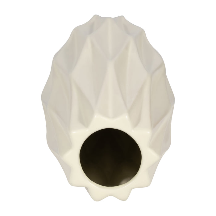 Vase cannelé de 12 po en céramique - blanc