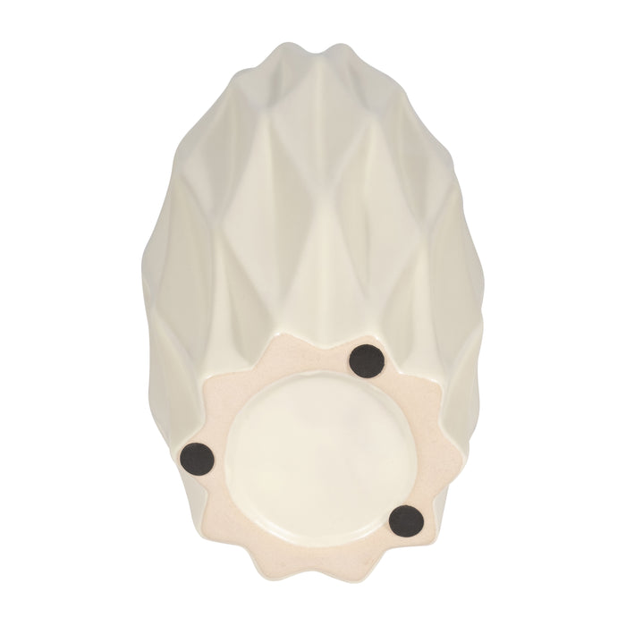 Vase cannelé de 12 po en céramique - blanc
