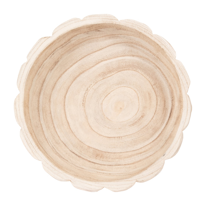 Bol festonné de 9 po en bois - naturel