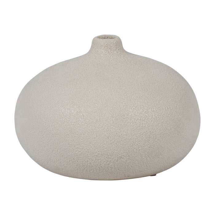 Vase rond de 5 po en céramique à texture volcanique - coton