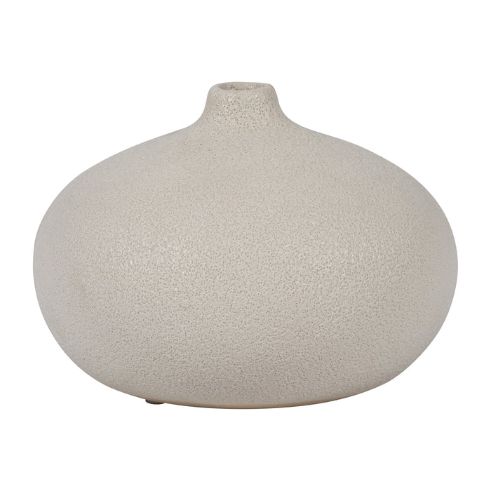 Vase rond de 5 po en céramique à texture volcanique - coton