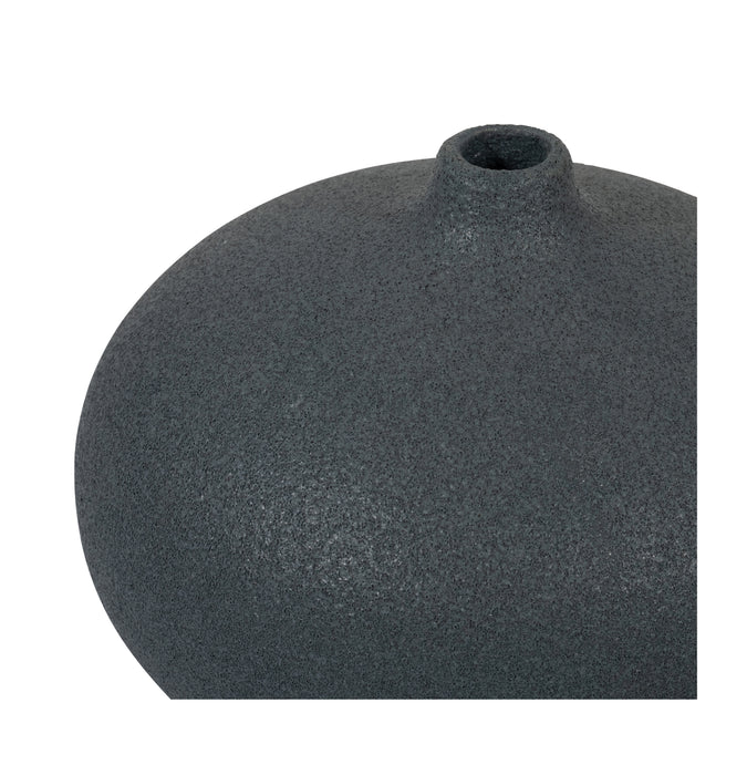 Vase rond de 5 po en céramique à texture volcanique - bleu marine