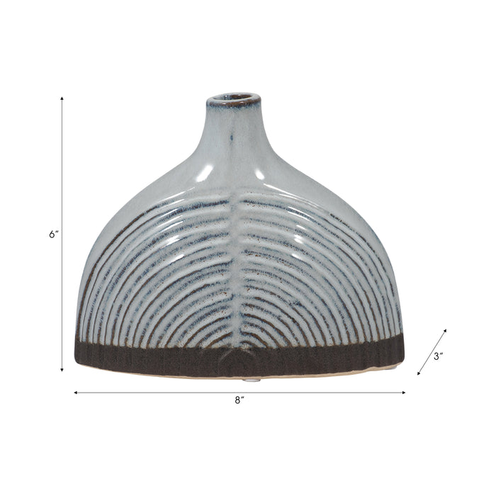 Vase de 6 po en céramique à motif d’arc en demi-dôme - bleu