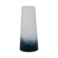 Vase de 11 po en verre à motif d’eaux bleues - bleu et blanc