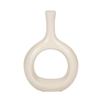 Vase courbé de 9 po en céramique avec découpe - blanc