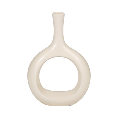 Ceramic 9" Curved Open Cut-Out Vase - White|Vase courbé de 9 po en céramique avec découpe - blanc