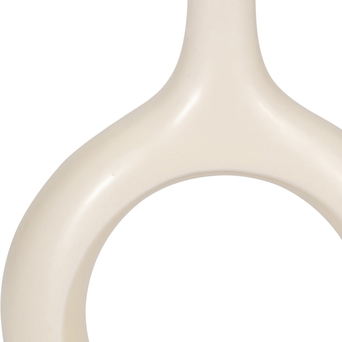 Vase courbé de 9 po en céramique avec découpe - blanc
