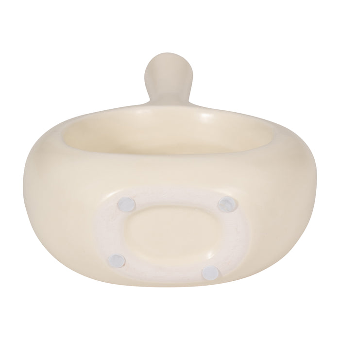 Vase courbé de 9 po en céramique avec découpe - blanc