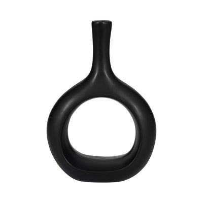 Ceramic 9" Curved Open Cut-Out Vase - Black|Vase courbé de 9 po en céramique avec découpe - noir