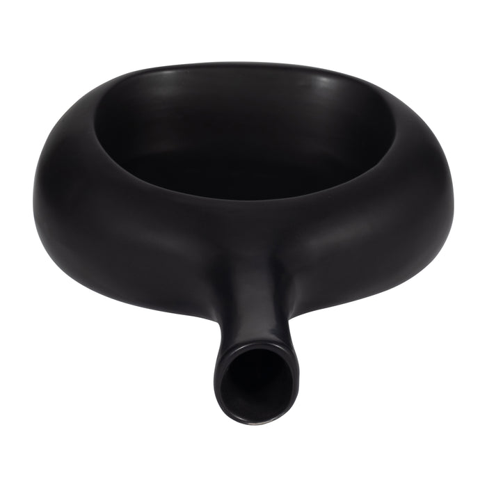 Vase courbé de 9 po en céramique avec découpe - noir