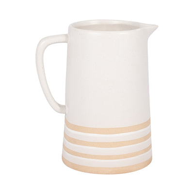 Ceramic 8" Pitcher with Lines - Ivory|Cruche de 8 po en céramique avec rayures - ivoire