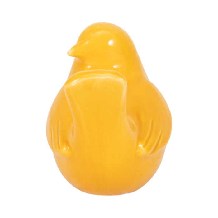 Oiseau qui regarde de côté de 5 po en céramique - moutarde