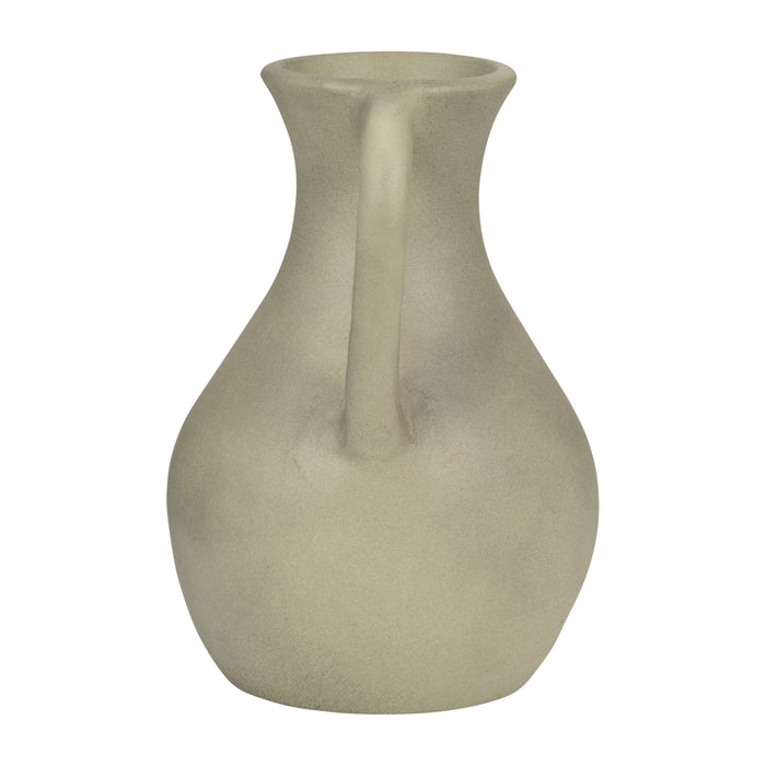 Vase carafe de 11 po en terre cuite avec poignées - vert sauge