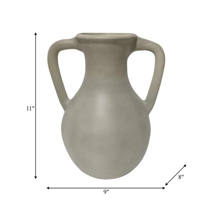 Vase carafe de 11 po en terre cuite avec poignées - vert sauge