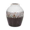Vase de 11 po en argile à effet ombré réactif - brun et blanc