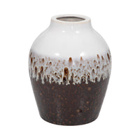 Vase de 11 po en argile à effet ombré réactif - brun et blanc