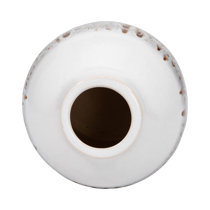 Vase de 11 po en argile à effet ombré réactif - brun et blanc