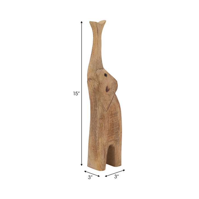 Éléphant de 15 po en manguier - brun