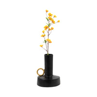 Vase de 9 po en métal avec poignée - noir et doré
