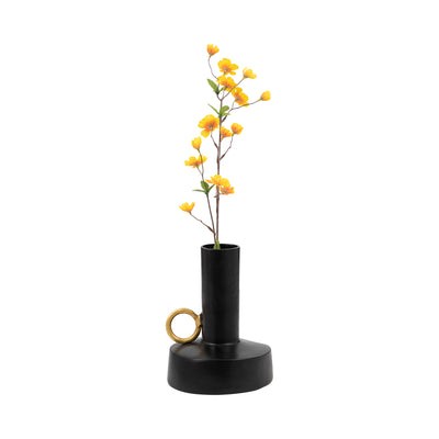 Metal 9" Vase with Handle - Black and Gold|Vase de 9 po en métal avec poignée - noir et doré