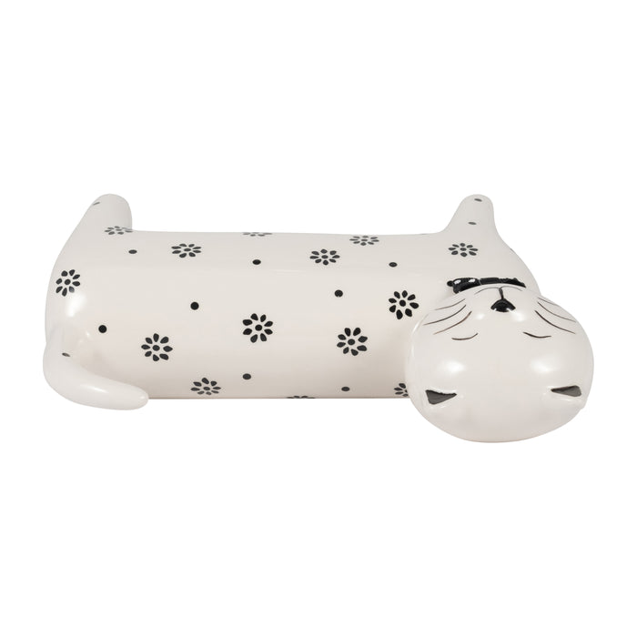 Chat de 8 po x 7 po à motif de marguerite - blanc