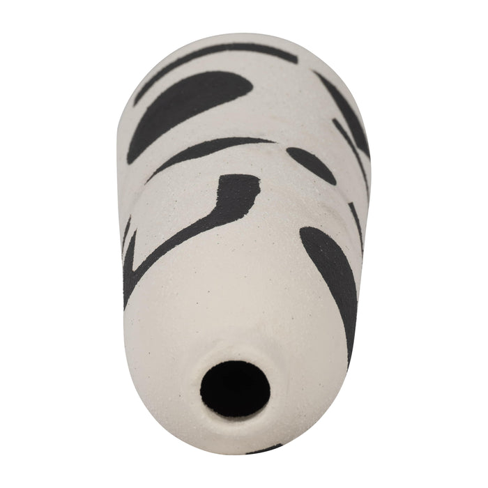 Vase Funky de 15 po en céramique - ivoire et noir