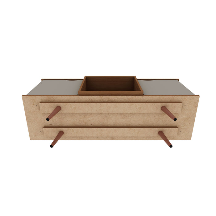 Meuble pour téléviseur Hampton de Manhattan Comfort de 53,54 po avec 4 tablettes et pattes en bois massif - blanc cassé