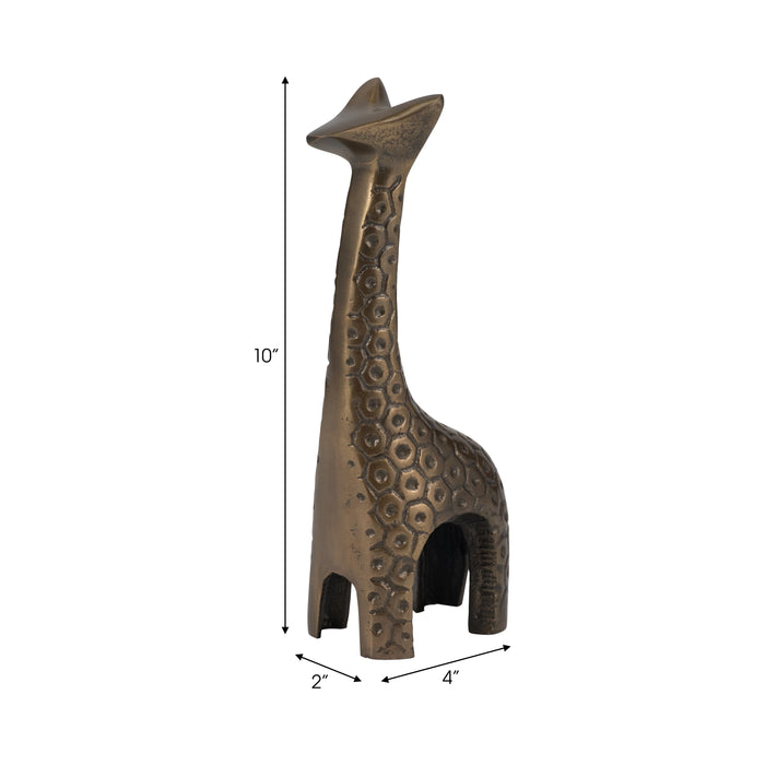 Girafe de 10 po en métal à motif alvéolaire - bronze