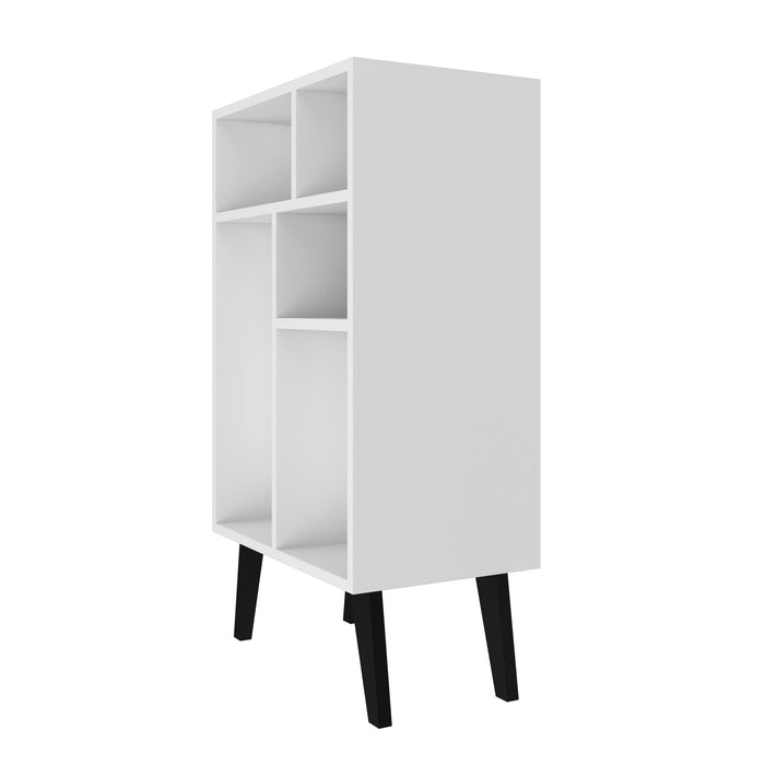Bibliothèque basse Warren de Manhattan Comfort avec 5 tablettes - blanche et noire