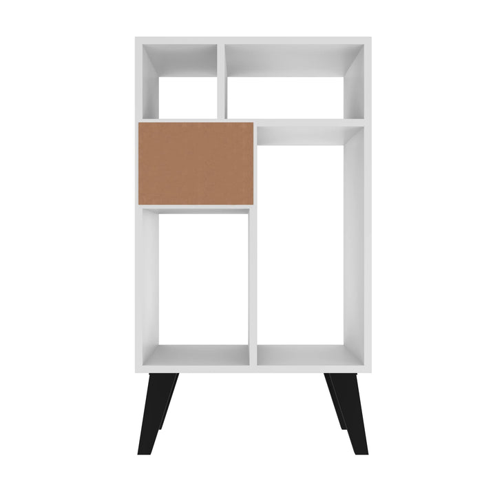 Bibliothèque basse Warren de Manhattan Comfort avec 5 tablettes - blanche et noire