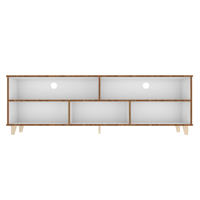 Meuble pour téléviseur Warren de Manhattan Comfort de 70,87 po avec 5 tablettes - blanc et chêne
