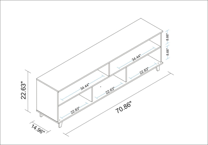 Meuble pour téléviseur Warren de Manhattan Comfort de 70,87 po avec 5 tablettes - blanc et chêne