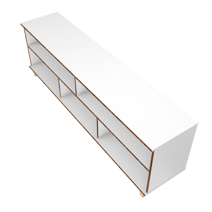 Meuble pour téléviseur Warren de Manhattan Comfort de 70,87 po avec 5 tablettes - blanc et chêne