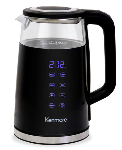 Kenmore Double Wall Digital Glass Kettle with Touch-Activated Controls - KKTKDB1.7L | Bouilloire numérique Kenmore en verre à double paroi avec commandes tactiles - KKTKDB1.7L