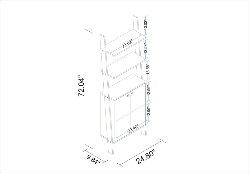 Armoire décorative Cooper de Manhattan Comfort de style échelle avec 2 tablettes flottantes - blanche
