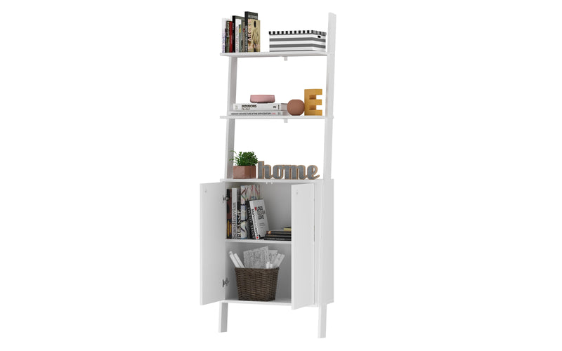 Armoire décorative Cooper de Manhattan Comfort de style échelle avec 2 tablettes flottantes - blanche