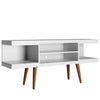 Meuble pour téléviseur Utopia de Manhattan Comfort de 53,14 po avec pattes évasées en bois et 4 tablettes - blanc
