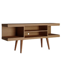 Meuble pour téléviseur Utopia de Manhattan Comfort de 53,14 po avec pattes évasées en bois et 4 tablettes - crème d'érable