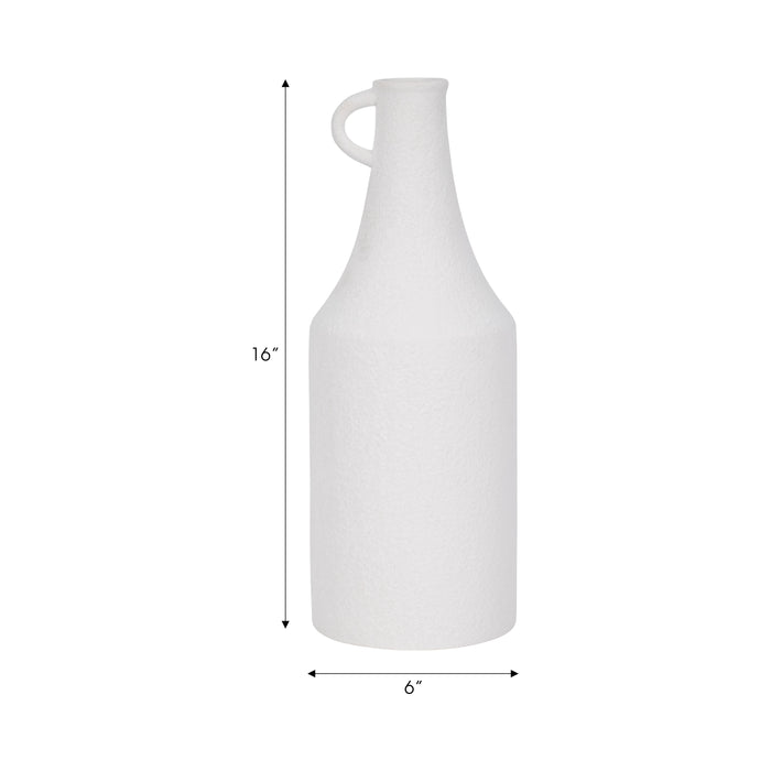 Vase en forme de bouteille de 16 po en dolomite à texture rugueuse - blanc
