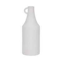 Vase en forme de bouteille de 12 po en dolomite à texture rugueuse - blanc