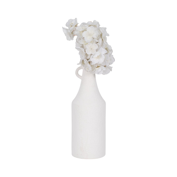 Vase en forme de bouteille de 12 po en dolomite à texture rugueuse - blanc